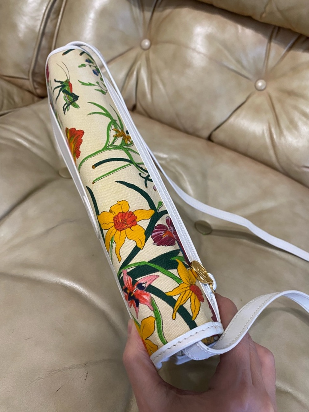 SALE Gucci Large Vintage Flora Shoulder Bag COA Floral Canvas Leather Clutch - Picture 10 of 15